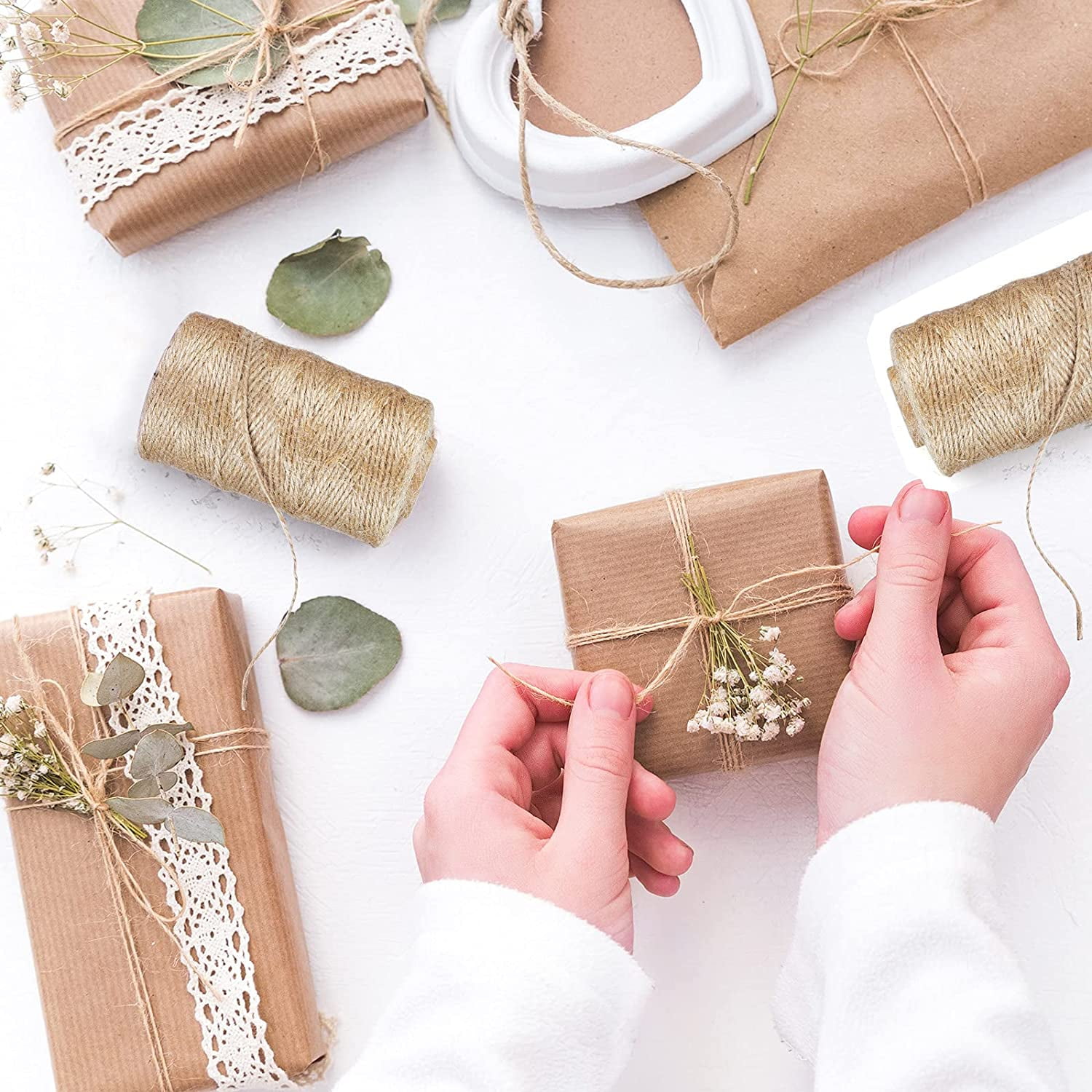 LSAIFATER Natural Jute Twine 2 Pack 3Ply 100m/328ft 2mm Thick Garden Twine Best Arts Crafts Gift Twine Christmas Durable Packing String LSAIFATER Natural Jute Twine 2 Pack 3Ply 100m/328ft 2mm Thick Garden Twine Best Arts Crafts Gift Twine Christmas Durable Packing String